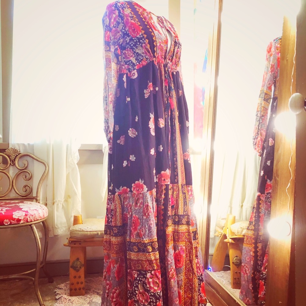 Lydia cotton patchwork floral prairie maxi dress - Picture 6 of 9